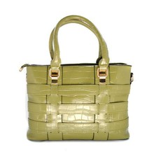 Lily & Rose PU Mock Croc Detailed Handbag - Avocado Green