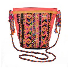 Lily & Rose Sequenced Bucket Bag - Orange & Black