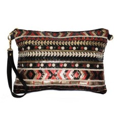 Lily & Rose Sequenced Sling & Clutch Bag - Red, Black & White