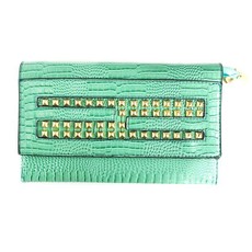 Lily & Rose Studded Snake Clutch - Mint Green