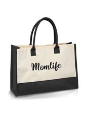 Love & Sparkles Momlife Glitter Shopper Tote Bag - Black