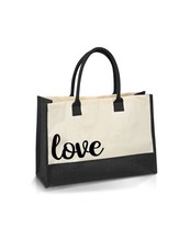 Love Print Jute Eco Shopper Bag