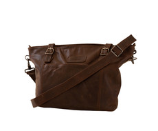 Maribu Leather Ava Nappy Bag in Choc