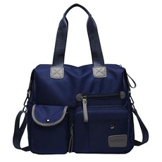 Multi Pocket Nylon Handbag & Crossbody Bag - Dark Blue (Large Capacity)