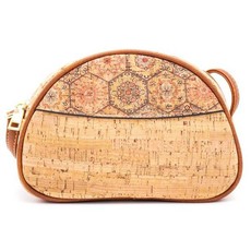 Natural Cork with PU handbag, 22x15cm Hexagon Floral pattern