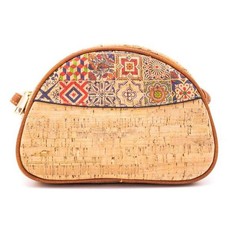 Natural Cork with PU handbag, 22x15cm Red Tile pattern