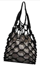 Nexco Fashion Ladies Summer Beach Mesh Drawstring Canvas Bucket Bag