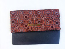 Orange & Navy Shwe Shwe / vinyl trendy clutch bag Designed by Summer & Jet