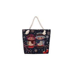 Owl Couple Canvas Beach Bag