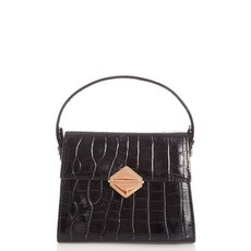 Quiz Ladies Black Patent Mini Tote Bag - Black