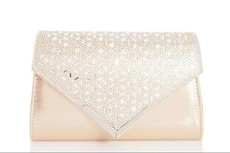 Quiz Ladies Gold Jewel Cluster Envelope Bag - Gold