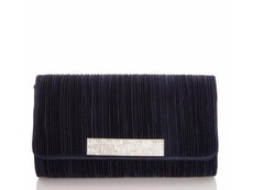 Quiz Ladies Navy Diamante Trim Clutch Bag - ONE SIZE