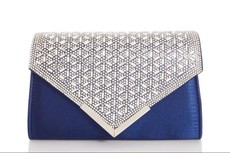 Quiz Ladies Navy Jewel Cluster Envelope Bag - Navy