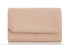 Quiz Ladies Rose Gold Textured Shimmer Clutch Bag - Gold