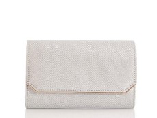 Quiz Ladies Silver Textured Shimmer Clutch Bag - One Size