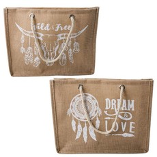 Shopper Bag Boho - White Print Design (Set of 2)