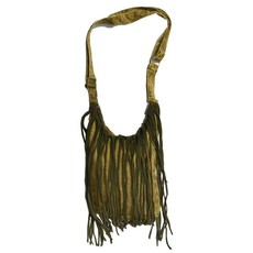 SKA Stonewashed Green Shoulder Bag with Tassels