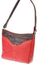 Small Red & Black Genuine Leather Shoulder Bag