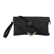 Vikson Black Raffia Clutch