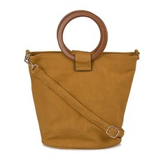 Vikson Mustard Wood Handle Bucket Bag