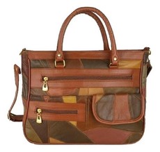 Women's Patch Handbag - Brown