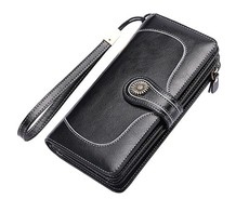 Sendefn Genuine Leather Women Long Wallet Lined