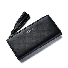 Weichen Women's Leather Long Clutch Wallet with Tassel Pendant