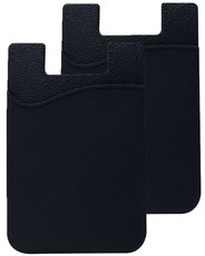 Cell Phone Stick-on wallet Thin Silicone Credit Card Holder 2 Pack - Black