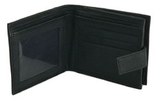 Men's Leather Dual Fold Wallet - Black