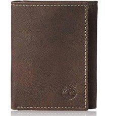 Timberland Genuine Leather Trifold Wallet Dark Brown