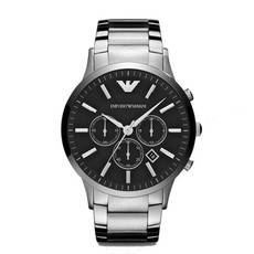 Armani Men's Renato Watch - Silver with Black Face