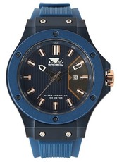 Bad Boy Men's Strap Resin 100WR-Date Watch - Blue & Rose