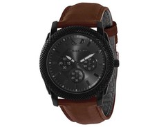 Bad Boy Men's Switch Analogue Watch - Gun Metal/Brown