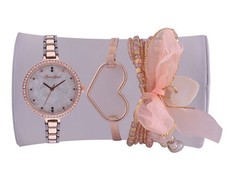 Bad Girl Ladies Tulle Illusion Watch Set - Rose Gold