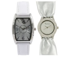 Bad Girl Women's Chic & Diva Analogue Watch Set - White/Silver