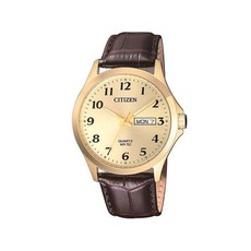 Citizen Gents Gold Quartz Day/Date Oxhide Leather Watch