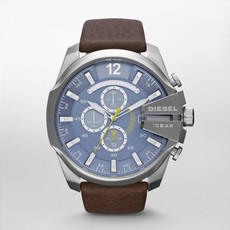 Diesel Mens Megachief Watch in stainless Steel and Light Blue