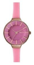 Digitime Women's Retro Analogue Watch - Pink & Rose Gold