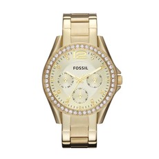 Fossil Ladies Riley Gold Stainless Steel Strap Watch - ES3203