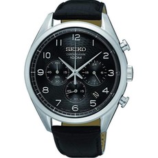 Gents Seiko Chronograph Black Leather 100m Date Watch