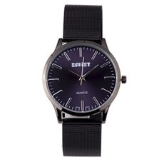 Gents Soviet Black Mesh Blue Dial Watch - SSH004 - 01