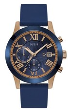 Guess Men's ATLAS Watch With Round Case - Rose Gold/Blue