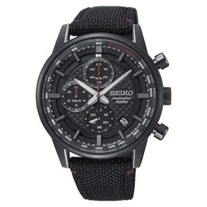 Seiko Gents Chronograph Water Resistant Watch - Black Canvas