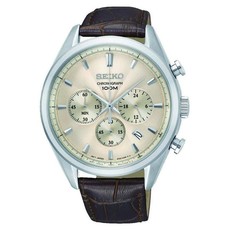 Seiko Gents Chronograph Water Resistant Watch - Genuine Leather