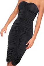 I Saw it First - Ladies Black Bandeau Ruched Midi Dress