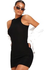 I Saw it First - Ladies Black Basic Jersey Racer Neck Bodycon Dress