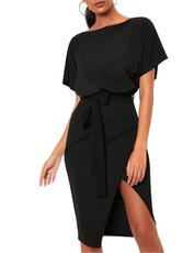 I Saw it First - Ladies Black Belted Midi Dress