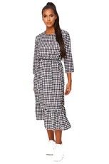 I Saw it First - Ladies Black Black Gingham Frill Hem Midi Dress