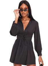 I Saw it First - Ladies Black Corset Skater Shirt Dress