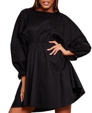 I Saw it First - Ladies Black Cotton Poplin Batwing Skater Dress